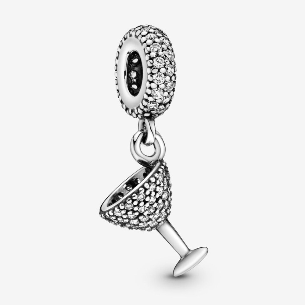 ❤️Pandora Pavé Cocktail vine Glass Dangle Charm
